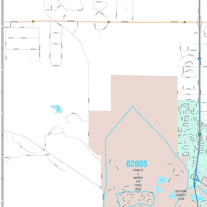 Premium Style Wall Map of Cheyenne, WY