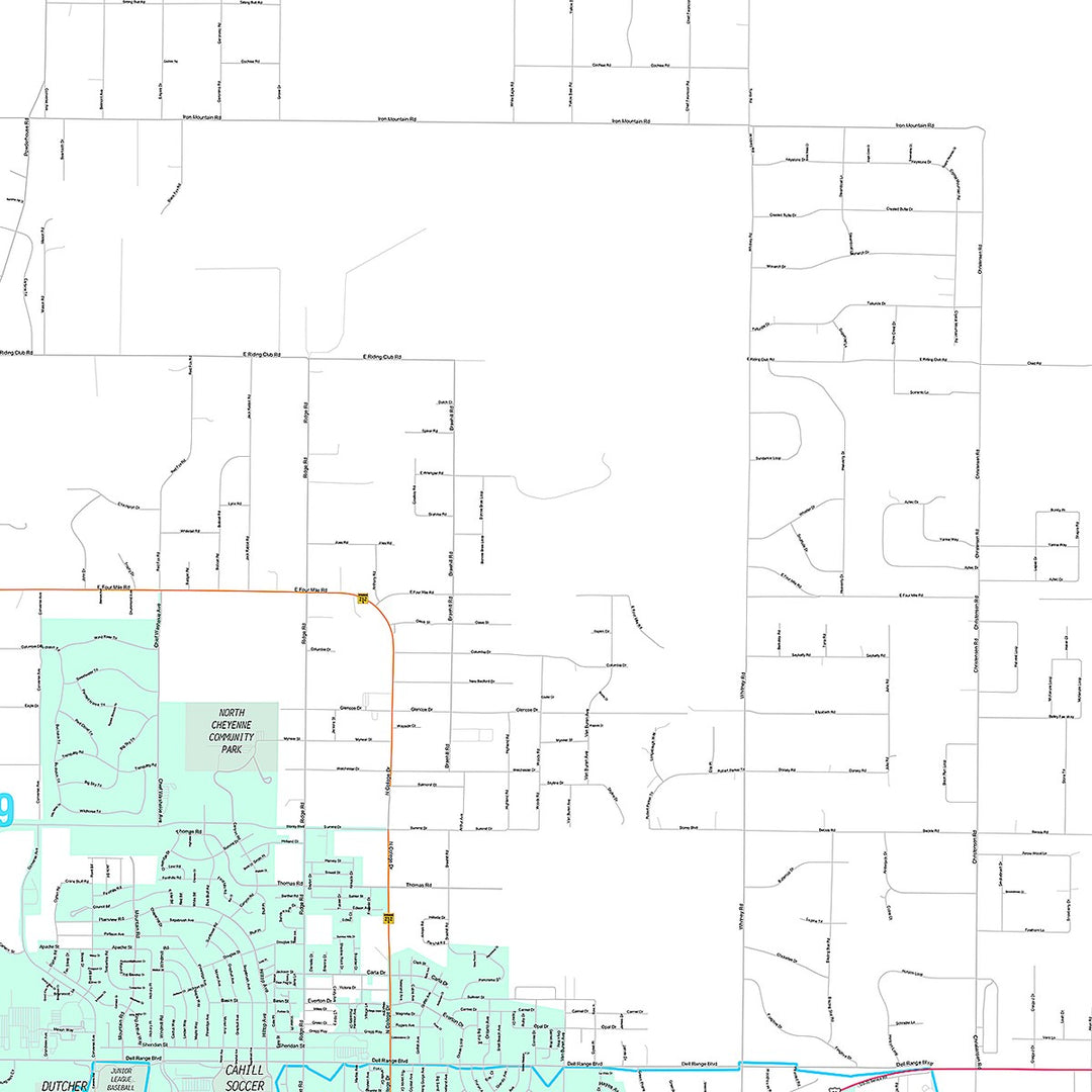 Premium Style Wall Map of Cheyenne, WY