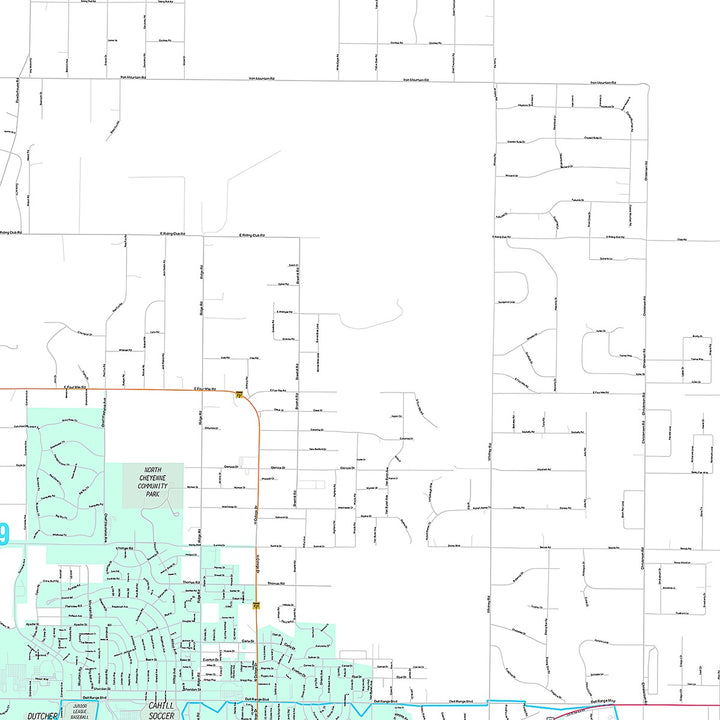 Premium Style Wall Map of Cheyenne, WY