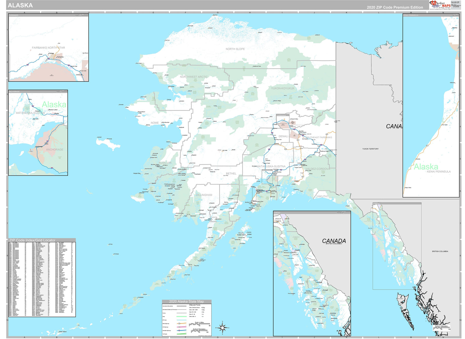 Premium Style Wall Map of Alaska