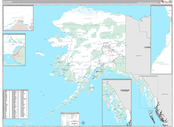 Premium Style Wall Map of Alaska