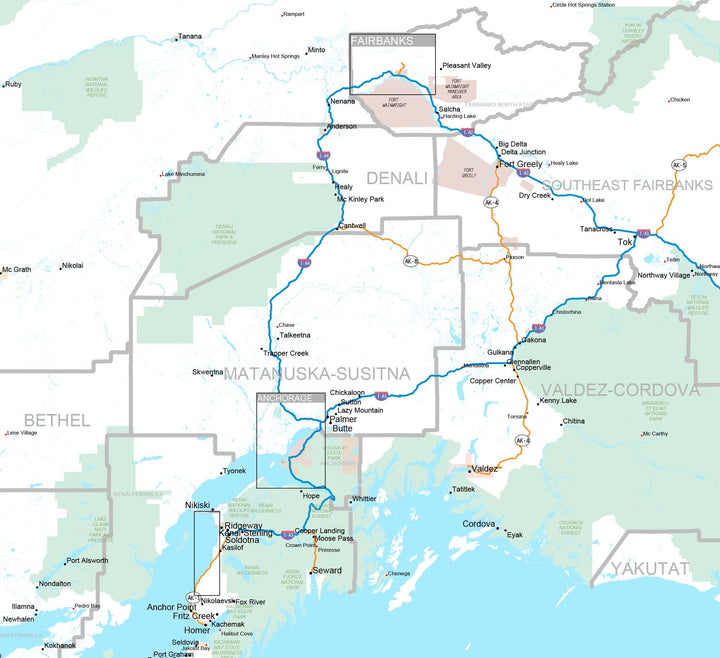 Premium Style Wall Map of Alaska