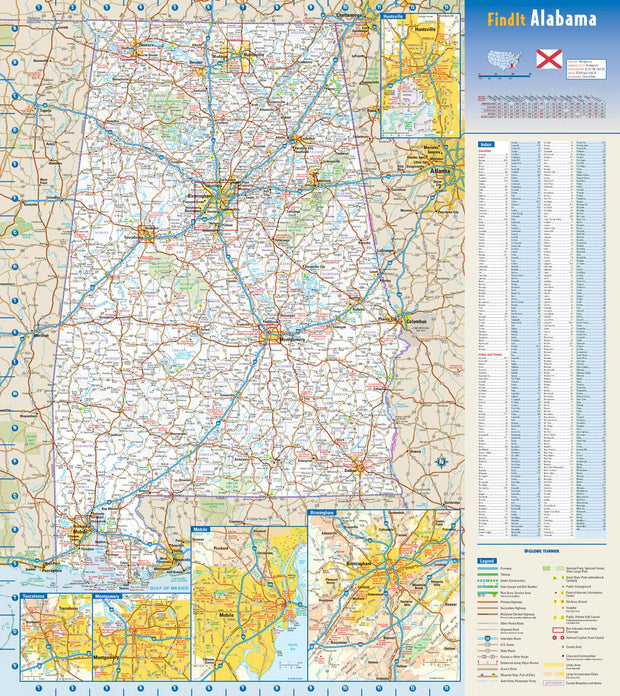 Alabama Wall Map by Globe Turner