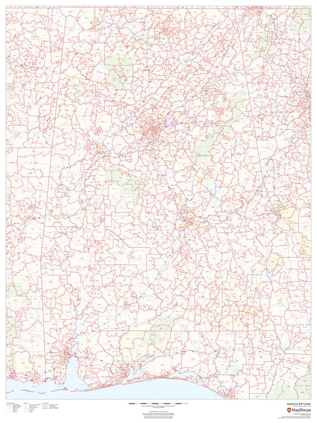 Alabama Zip Code Map by Map Sherpa