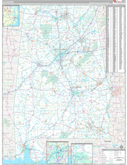 Premium Style Wall Map of Alabama by Market Maps