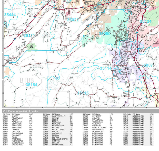 Premium Style Wall Map of Birmingham, AL by Market Maps