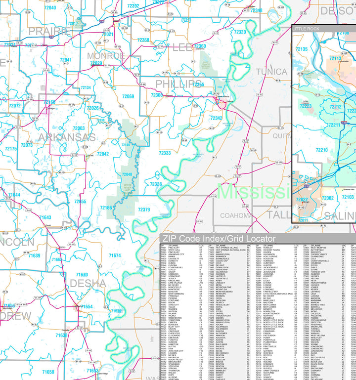 Premium Style Wall Map of Arkansas