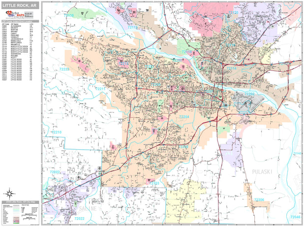 Premium Style Wall Map of Little Rock, AR by Market Maps