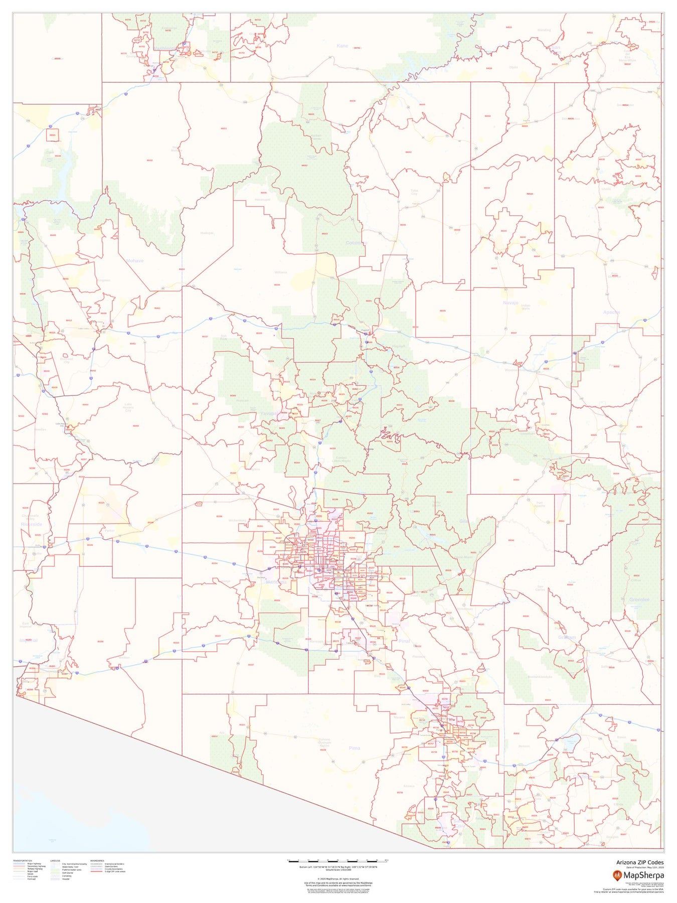 Printable Arizona Zip Code Map