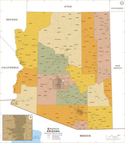 Arizona Zip Code Map with Counties