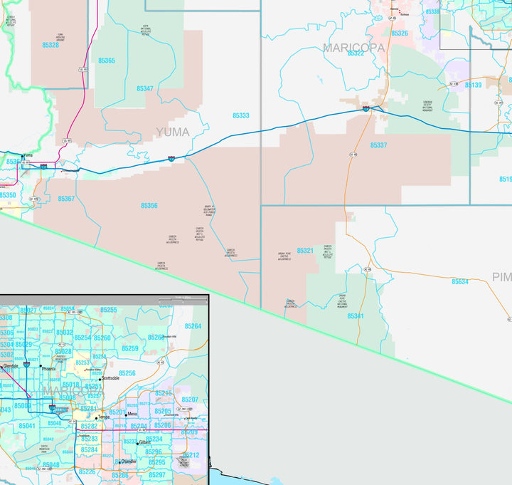 Premium Style Wall Map of Arizona