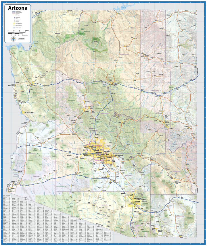 Arizona with Shaded Relief