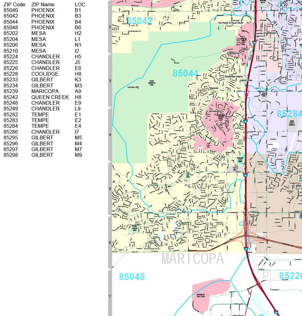 Premium Style Wall Map of Chandler, AZ  by Market Maps