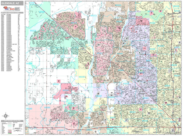 Premium Style Wall Map of Glendale, AZ by Market Maps