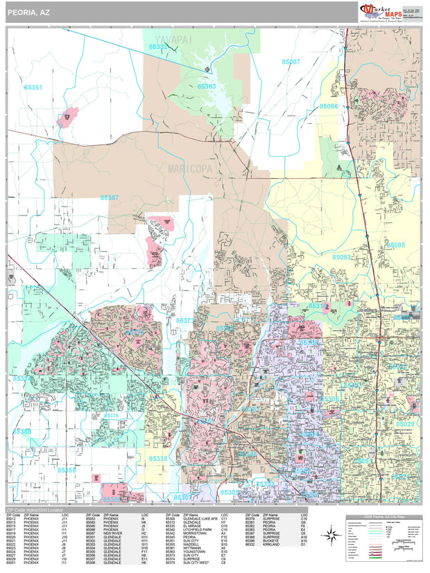 Premium Style Wall Map of Peoria, AZ by Market Maps