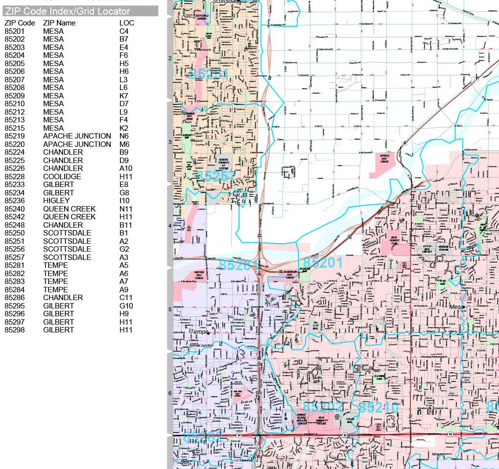 Premium Style Wall Map of Mesa, AZ by Market Maps – American