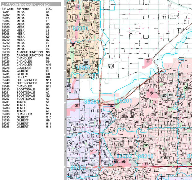 Premium Style Wall Map of Mesa, AZ by Market Maps