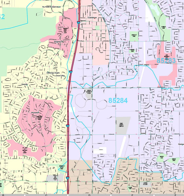 Premium Style Wall Map of Tempe, AZ by Market Maps