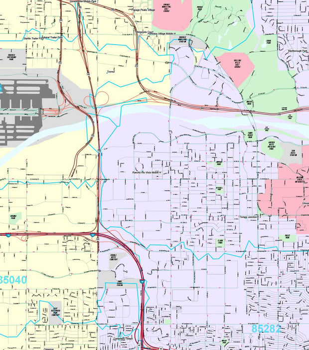 Premium Style Wall Map of Tempe, AZ by Market Maps