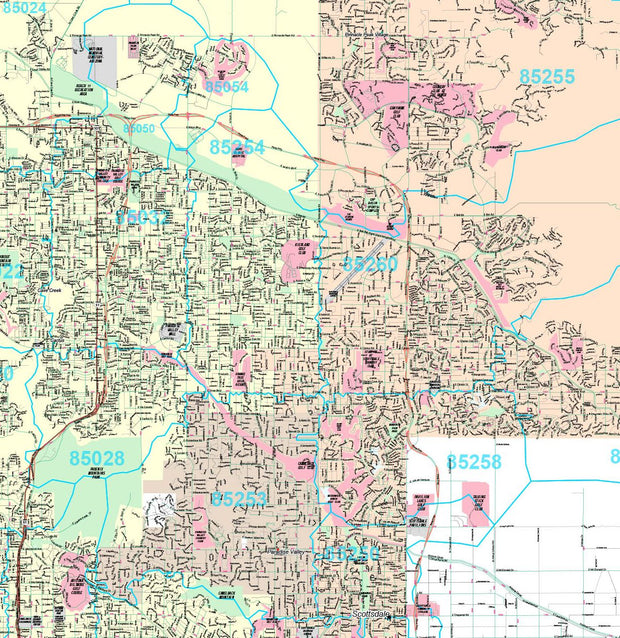 Premium Style Wall Map of Scottsdale, AZ by Market Maps