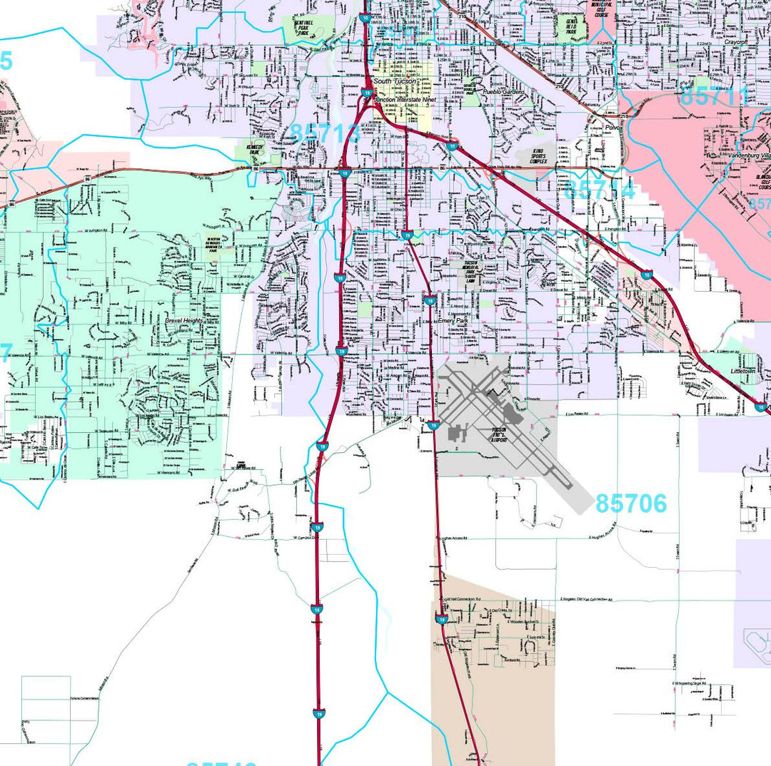 Premium Style Wall Map of Tucson, AZ by Market Maps – American Map Store