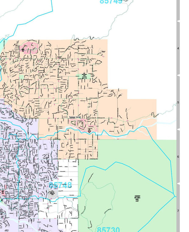 Premium Style Wall Map of Tucson, AZ by Market Maps