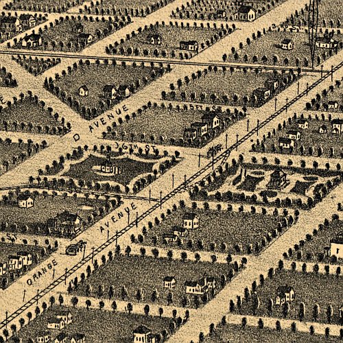 Bird's eye view of Coronado Beach by E S Moore, c1880