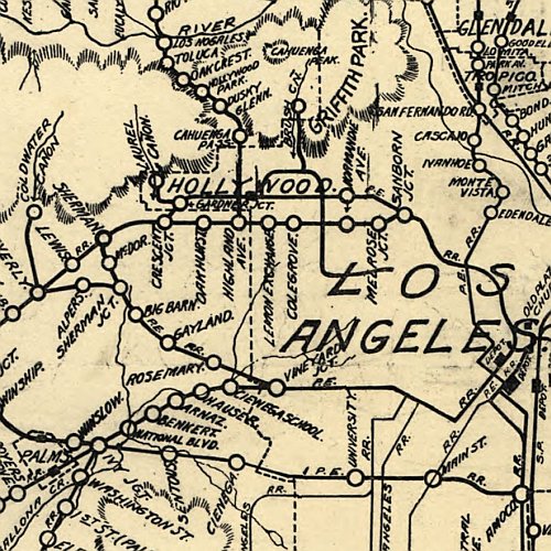 Map of Los Angeles County, Electric, Steam Railway Lines, 1912