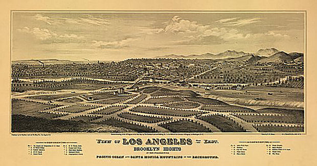 Los Angeles from the east by E S Glover, 1877