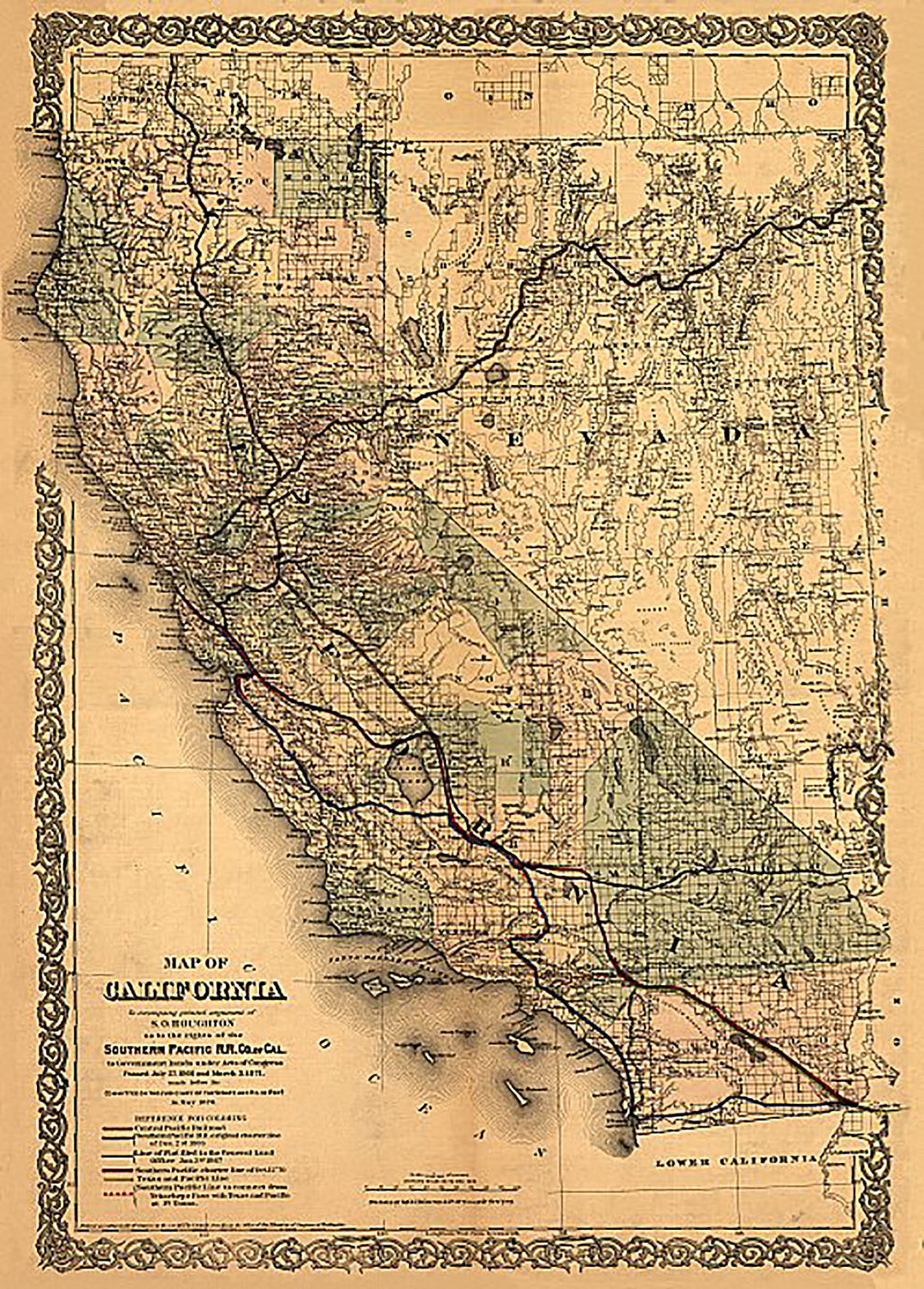 Map of California by G.W. &amp; C.B. Colton &amp; Co., 1876