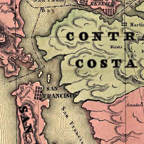 Map of the Mining District of California by William A. Jackson, 1851