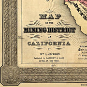 Map of the Mining District of California by William A. Jackson, 1851