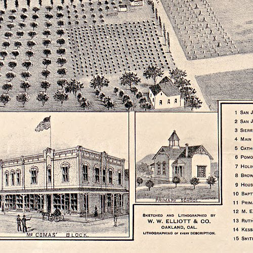 Pomona, California by W W Elliott & Co, 1886