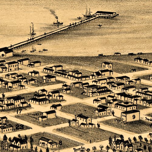 Bird's eye view of San Diego, California by E S Glover, 1876