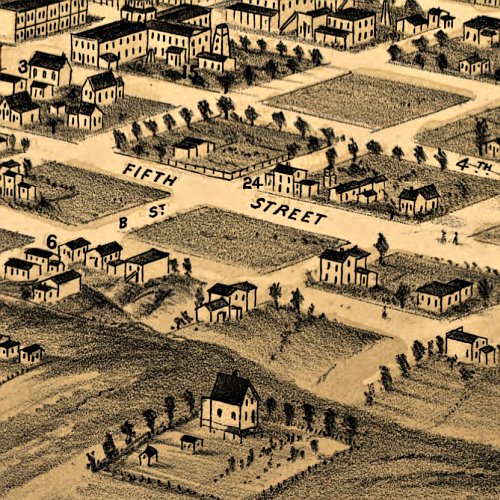 Bird's eye view of San Diego, California by E S Glover, 1876