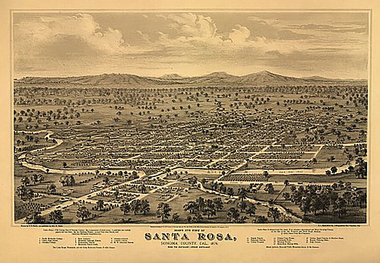 Santa Rosa California 1876 – American Map Store, image size:1250x865