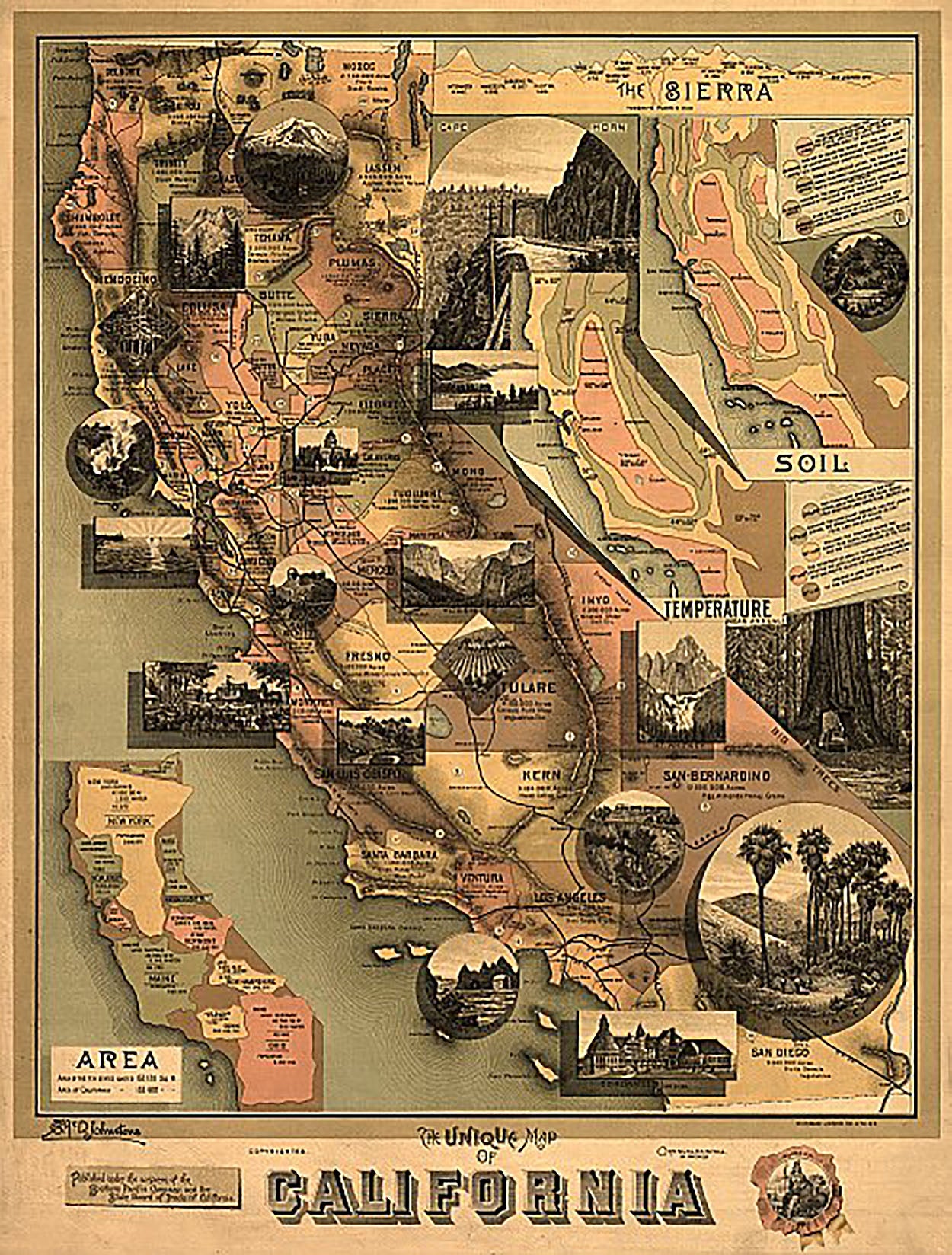 The Unique Map of California, 1888