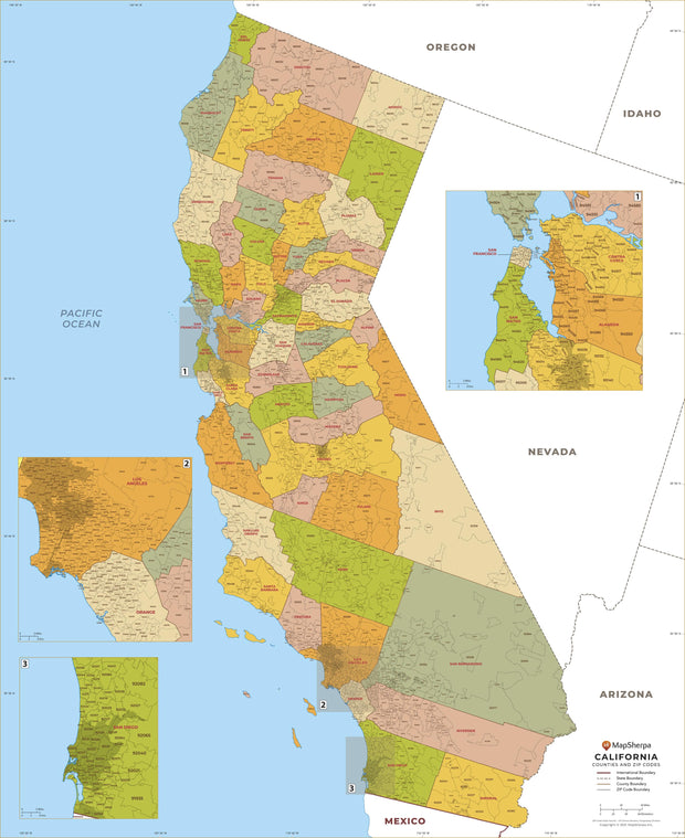 California Zip Code Map with Counties