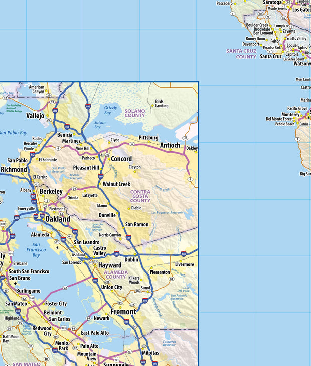 California Wall Map with Shaded Relief