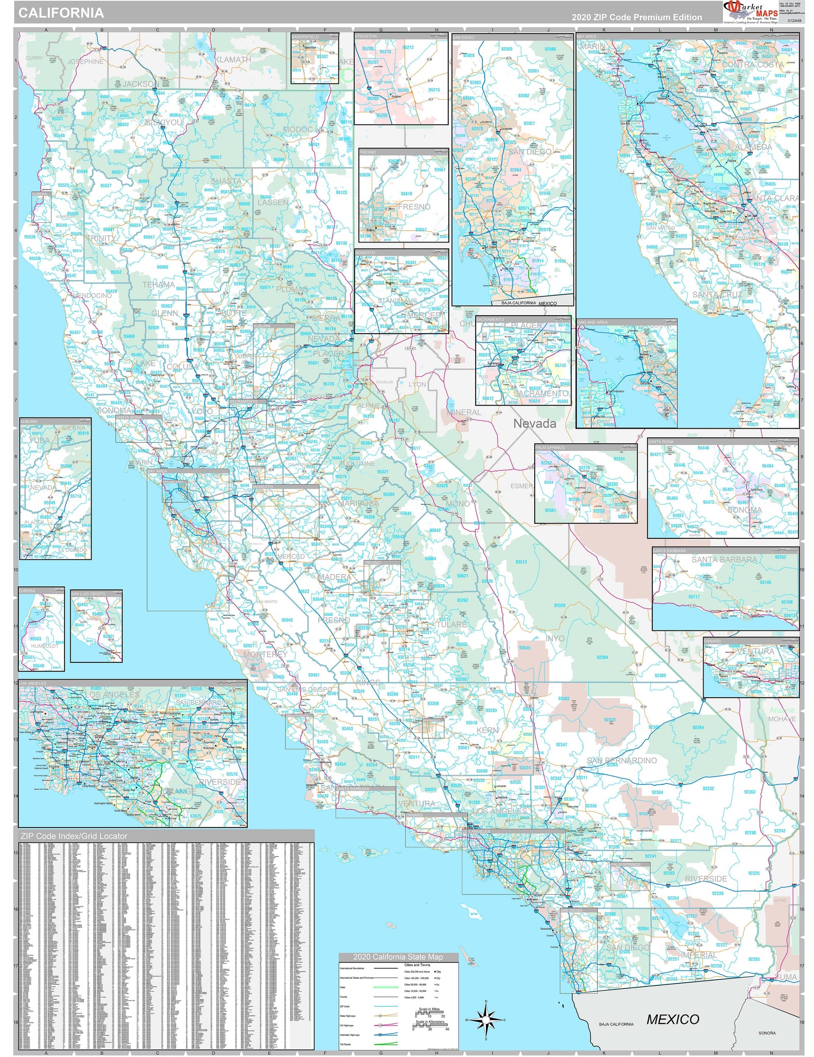 Premium Style Wall Map of California