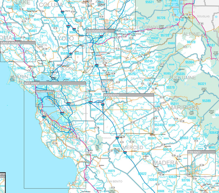 Premium Style Wall Map of California