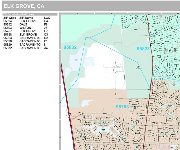 Premium Style Wall Map of Elk Grove, CA by Market Maps