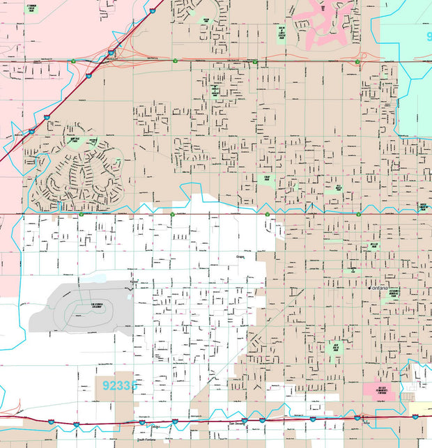 Premium Style Wall Map of Fontana, CA by Market Maps