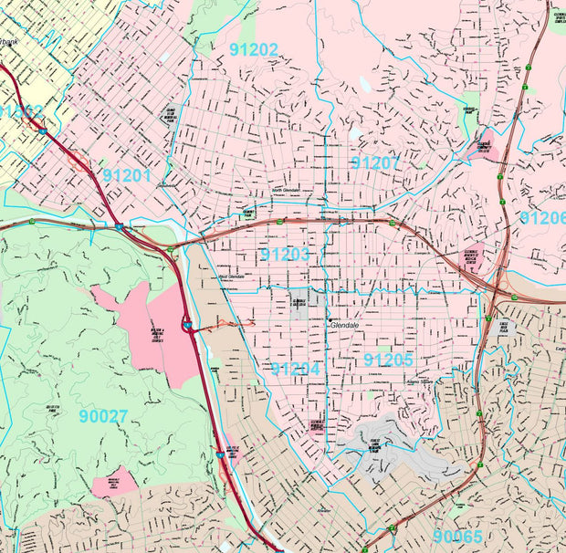 Premium Style Wall Map of Glendale, CA by Market Maps