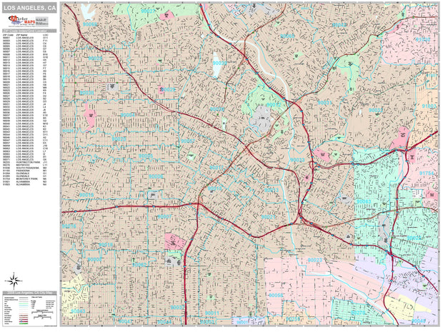 Premium Style Wall Map of Los Angeles, CA by Market Maps