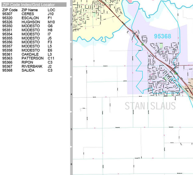 Premium Style Wall Map of Modesto, CA by Market Maps