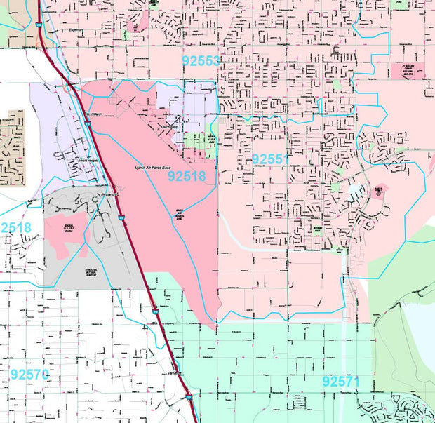 Premium Style Wall Map of Moreno Valley, CA by Market Maps