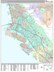 Premium Style Wall Map of Oakland, CA by Market Maps