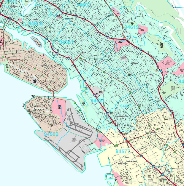 Premium Style Wall Map of Oakland, CA by Market Maps