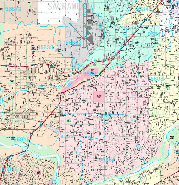 Premium Style Wall Map of Sacramento, CA by Market Maps